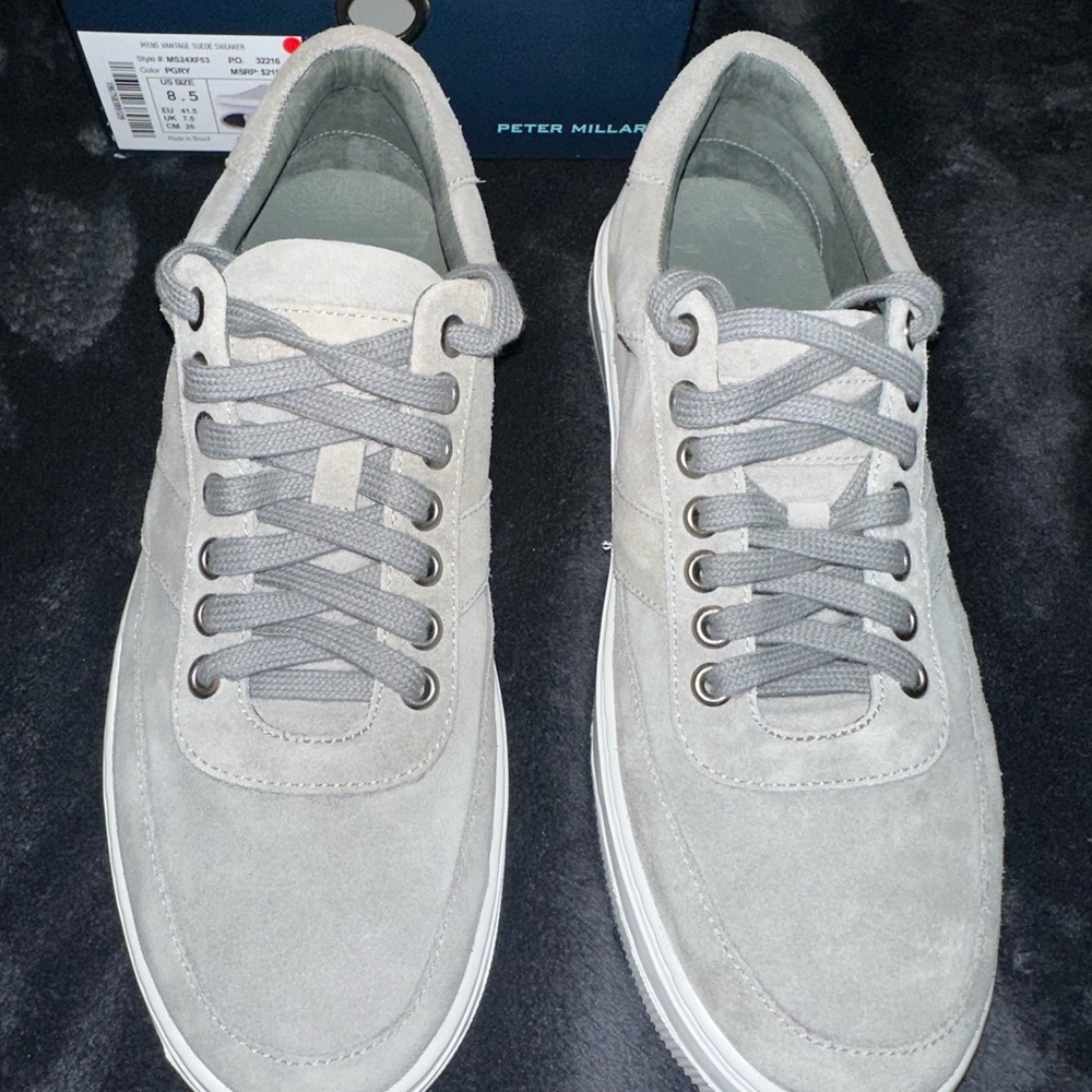 Peter Millar Vantage Suede Pearl Grey Men’s Size 8.5 BRAND NEW PERFECT CONDITION
